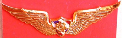 Thai Army Metal Wings Badge Pin with Gear and Thai Military Shield Center, Insignia Thailand