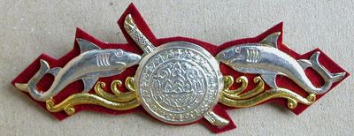Thai Police Diver Badge Pin with Sharks Side and Royal Thai Police Shield Center, Insignia Thailand